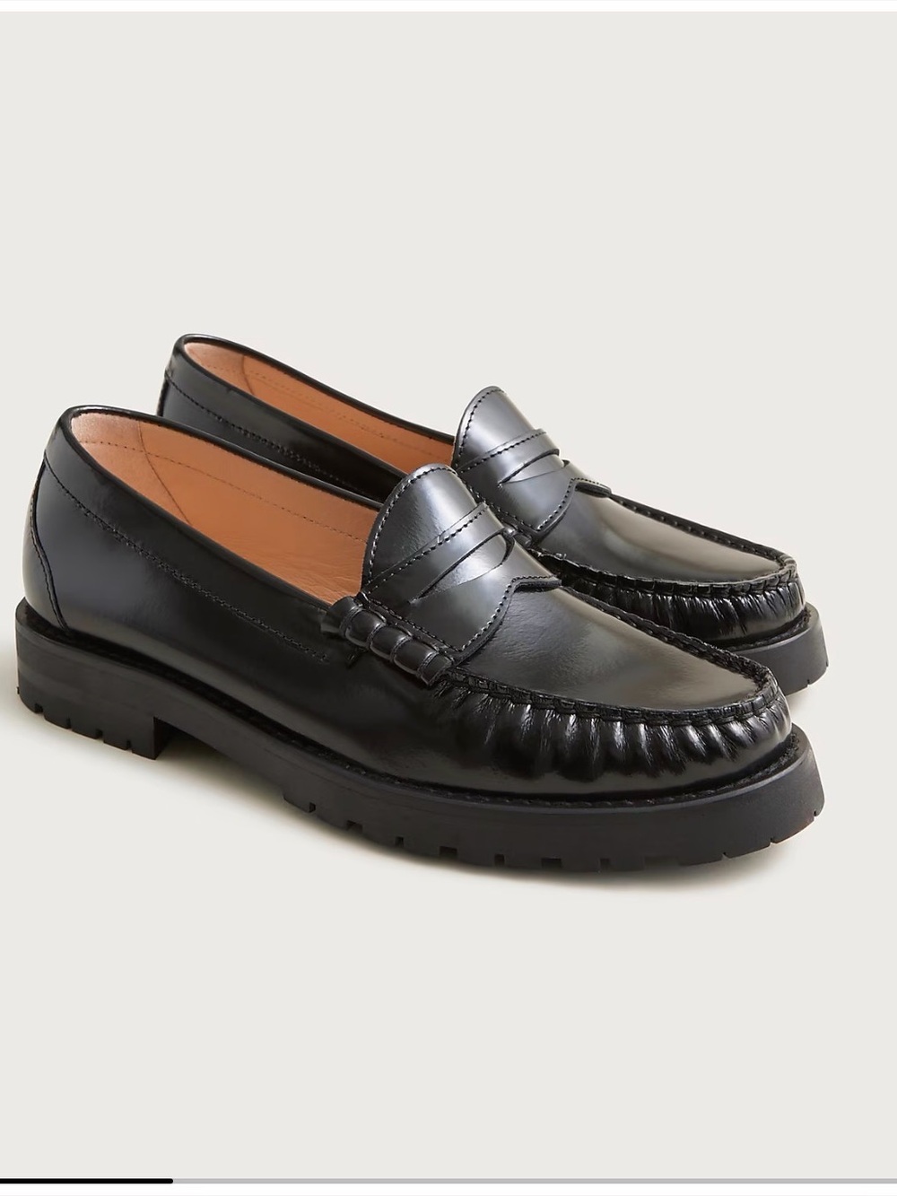 New in Box JCrew Winona Lug-Sole Penny Loafers in Italian Spazzolato Sz 7.5
